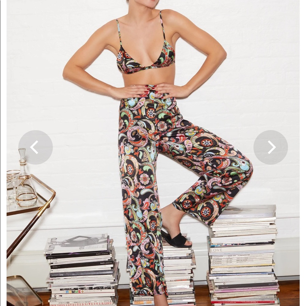 Fleur Du Mal Satin Paisley Pant & Top Set